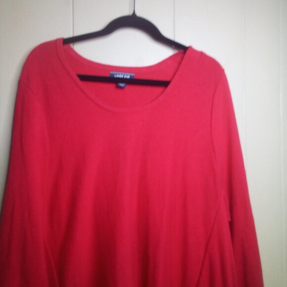 Lands' End Pullover Sweater 2X Long Sleeve Uneven Hem Red - Picture 8 of 15